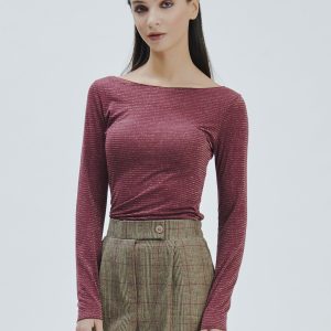CASHMERE BLEND T-SHIRT WITH LUREX STRIPE |