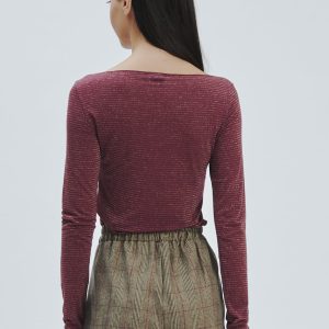 CASHMERE BLEND T-SHIRT WITH LUREX STRIPE |