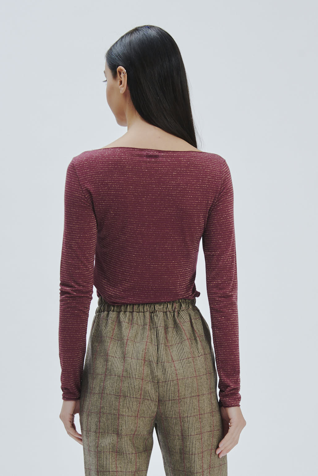 CASHMERE BLEND T-SHIRT WITH LUREX STRIPE |