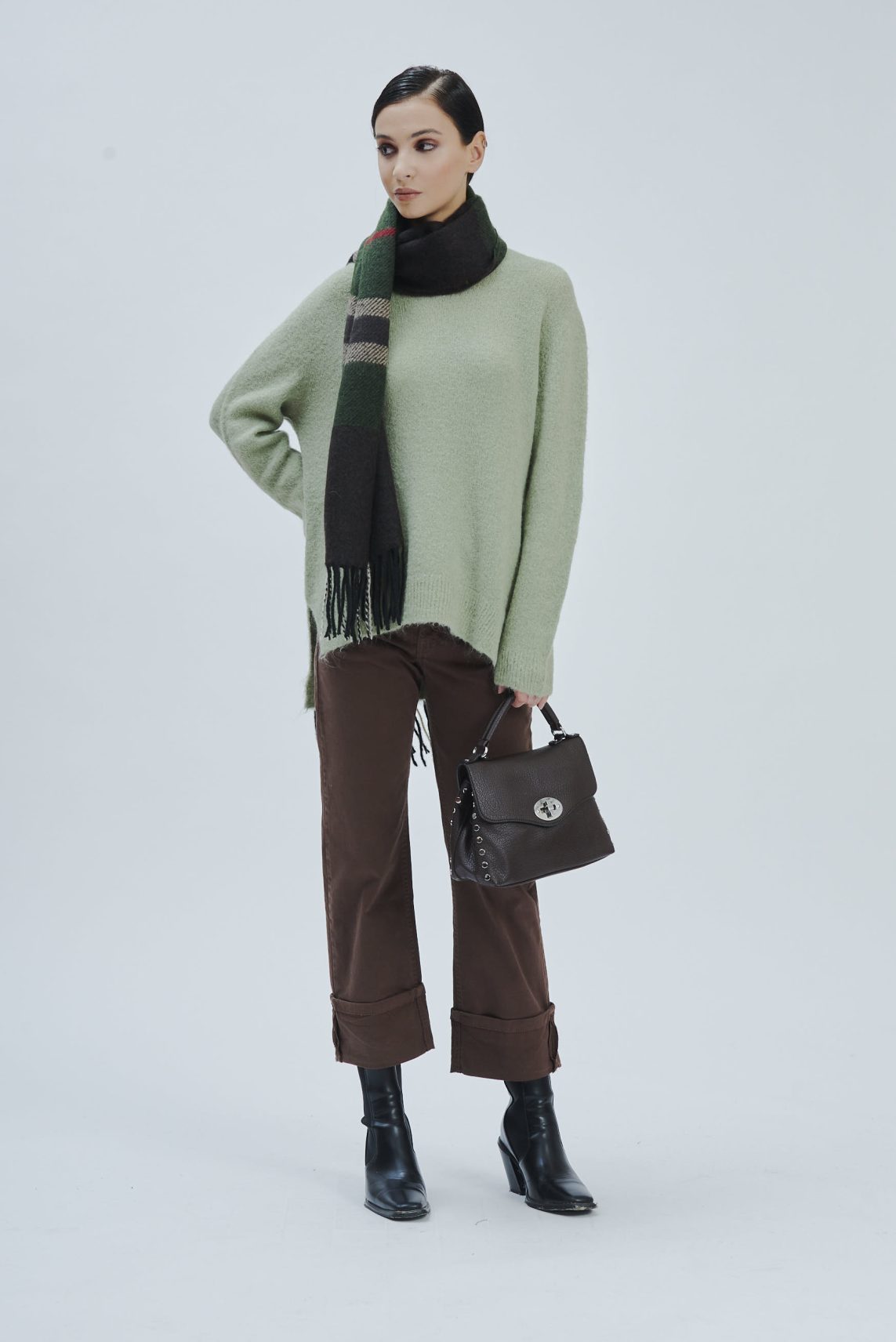 DENIM CUFFED TROUSERS