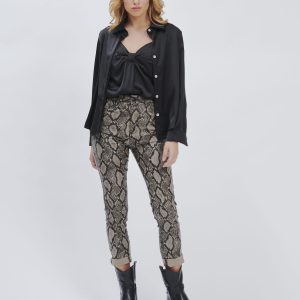 FD072_CAMICIA-SATIN_NERO-1078 STRETCH PYTHON TROUSERS |