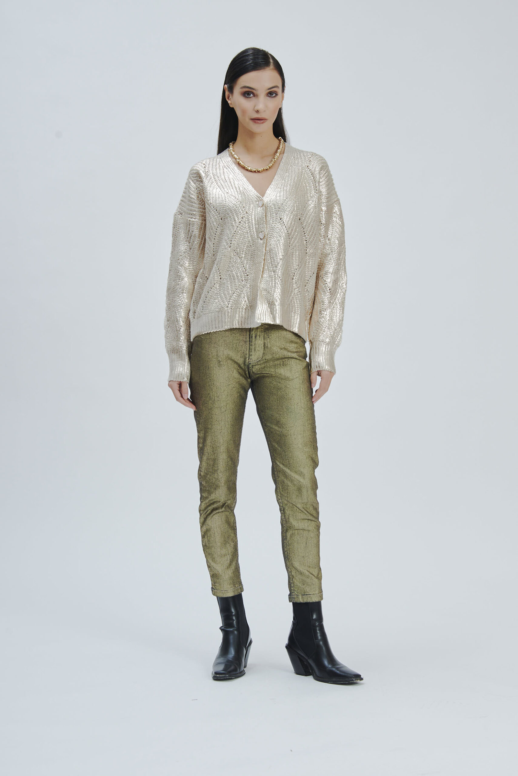 FD082-5PKT-DENIM-COATED-GOLD-JEANS-C-228 GOLD COATED SLIM JEANS |