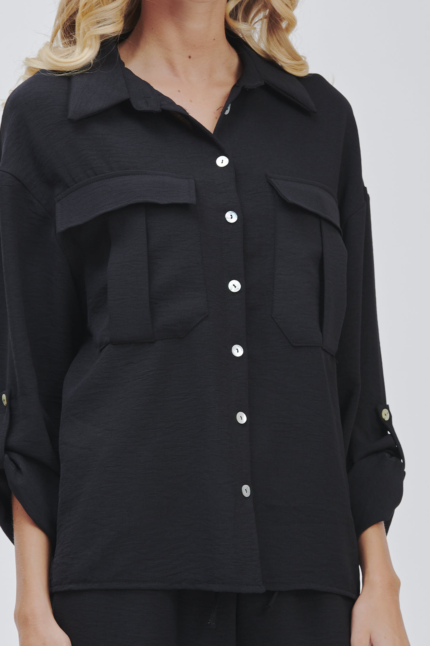 FD094-CAMICIA-T.MOSSO-CON-TASCONI-NERO-1057 CAMICIA CON TASCONI |