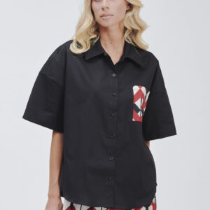 FD098-POP-STRETCH-TASC-SHIRT-PRINTED-BLACK-1292 SHIRT WITH PRINTED BREAST POCKET |