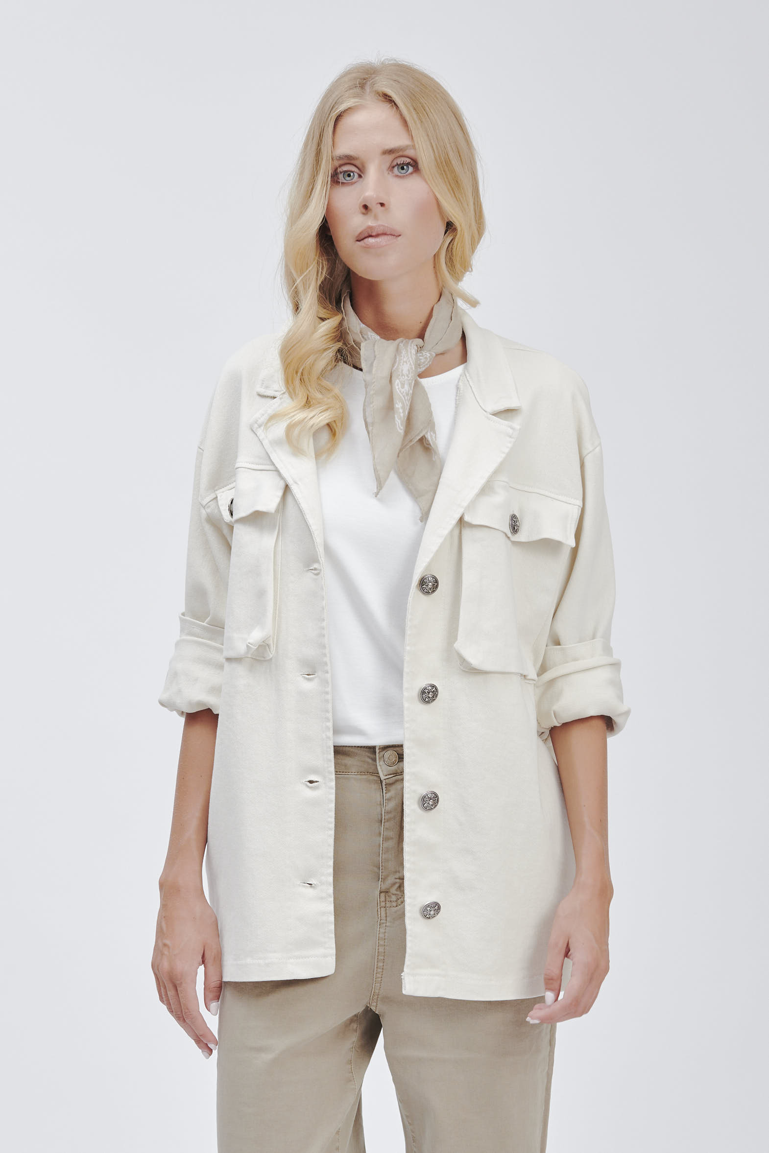 FD131-JACKET-SWEATSHIRT-WITH-POCKETS-CREAM-1585 FLEECE JACKET WITH LARGE POCKETS |