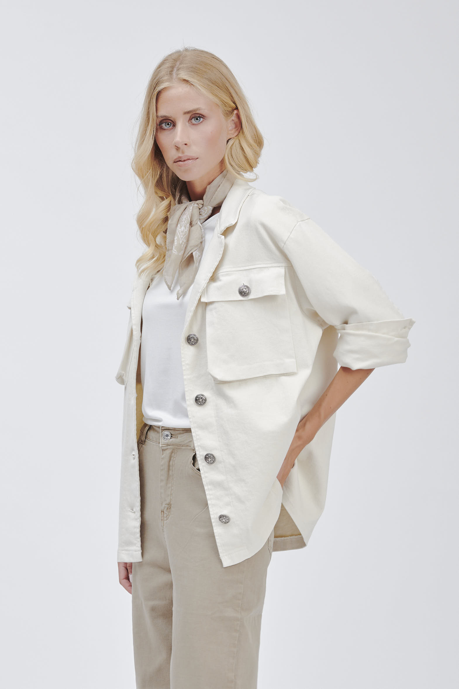 FD131-JACKET-SWEATSHIRT-WITH-POCKETS-CREAM-1591 FLEECE JACKET WITH LARGE POCKETS |