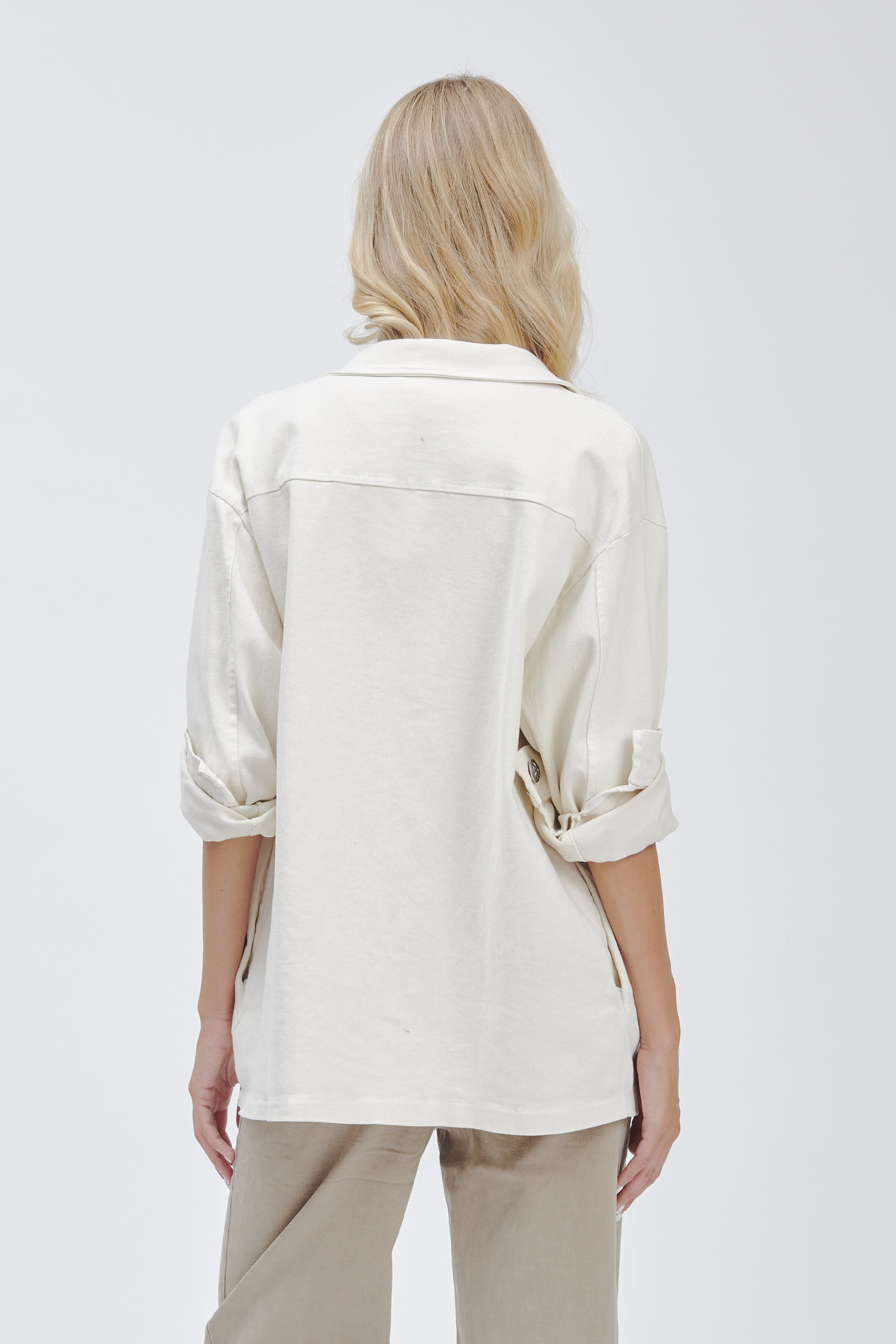 FD131-JACKET-SWEATSHIRT-WITH-POCKETS-CREAM-1592 FLEECE JACKET WITH LARGE POCKETS |