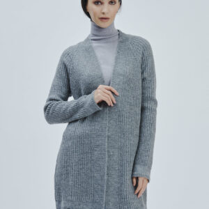 FD156-STRICKJACKE-PUNKT-KOLBEN-GRAU-567 OFFENE STRICKJACKE |