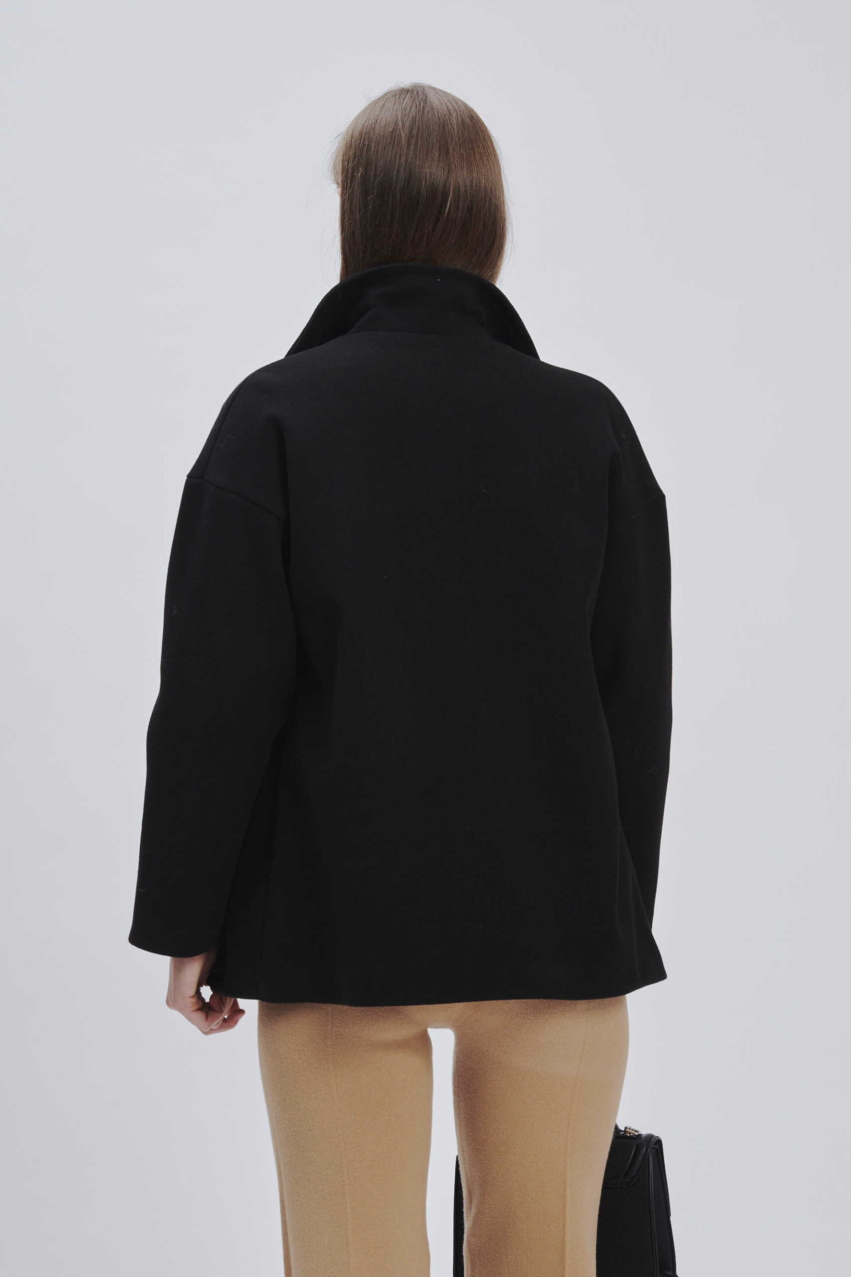 FD177-COAT-SHORT-CLOTH-BLACK-931 SHORT CLOTH COAT |