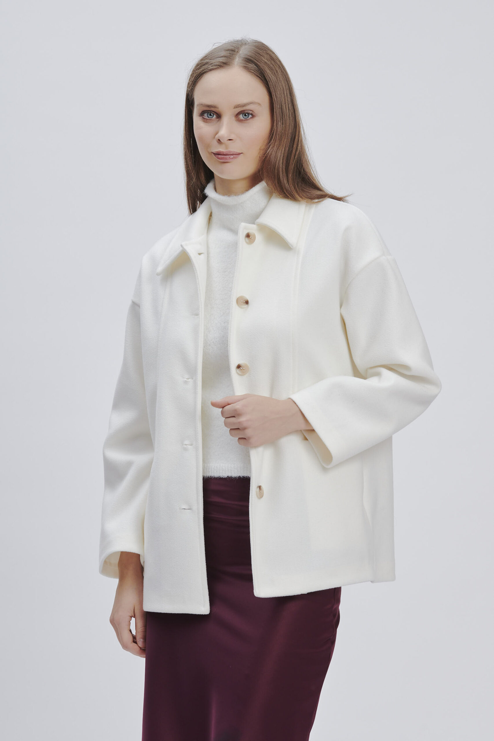 FD177-SHORT-COAT-CREAM-CLOTH-961 SHORT CLOTH COAT |