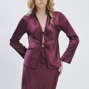 SATINBLUSE MIT SCHNÜRUNG |