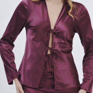 SATINBLUSE MIT SCHNÜRUNG |