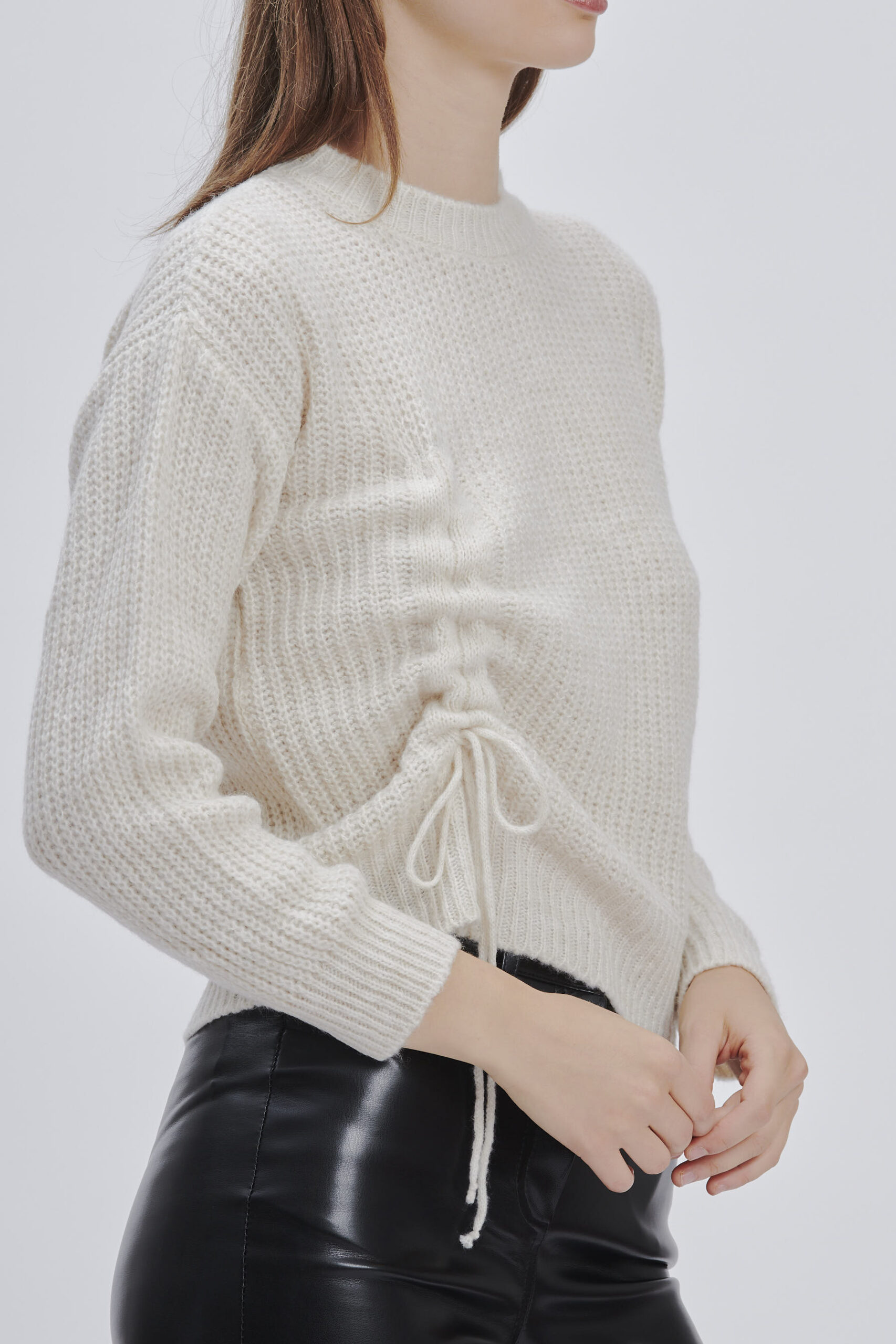 FD221-MAGLIA-COULISSE-PANNA-1119-1 GATHERED SWEATER |