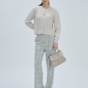 FD222-STRICKJACKE-ZÖPFE-KNÖPFE-JUWEL-CREME-689 PALAZZO QUADRO HOSE |
