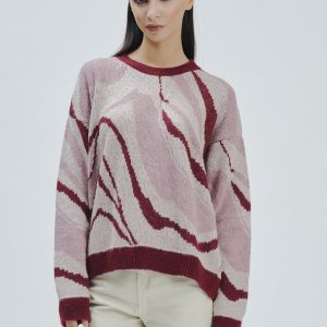 FD225-CHOKER-JACQUARD-MARBLE-CREAM-272 JACQUARD MARBLE CREWNECK SWEATER |