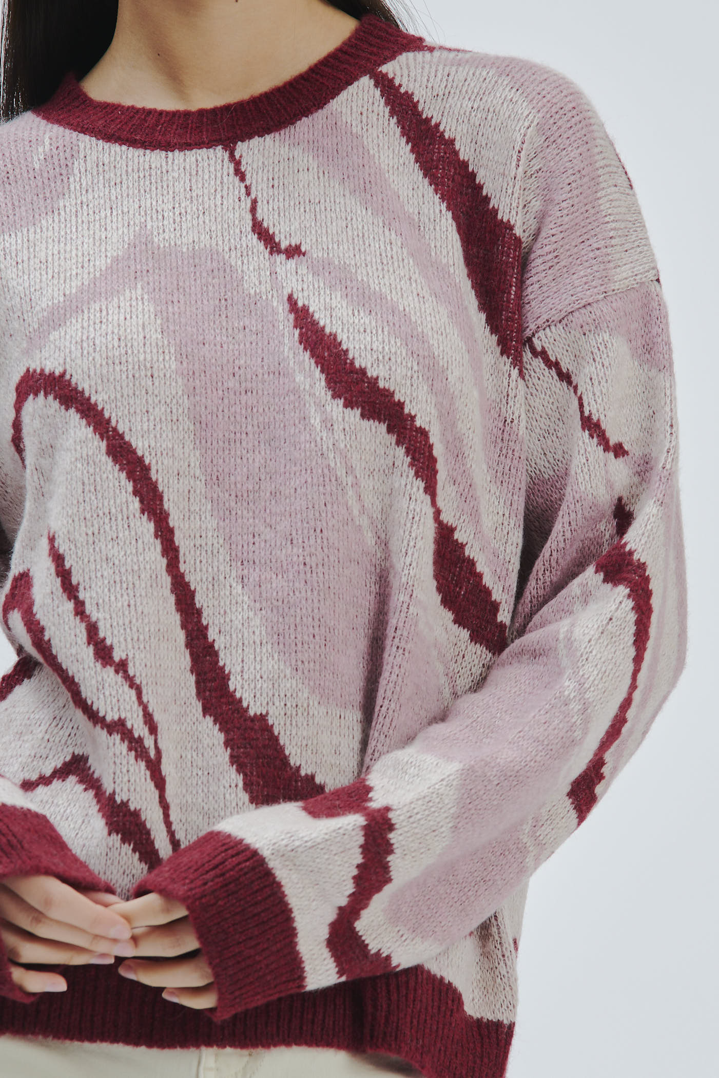 FD225-GIROCOLLO-JAQUARD-MARBLE-PANNA-273-1 JACQUARD MARBLE CREWNECK SWEATER |