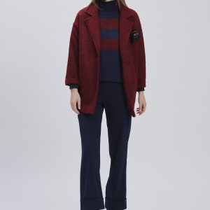 FD232-CAPPOTTO-ORSETTO-CON-SPILLA-BORDEAUX-1071-1 TEDDYBÄRMANTEL MIT BROSCHE |