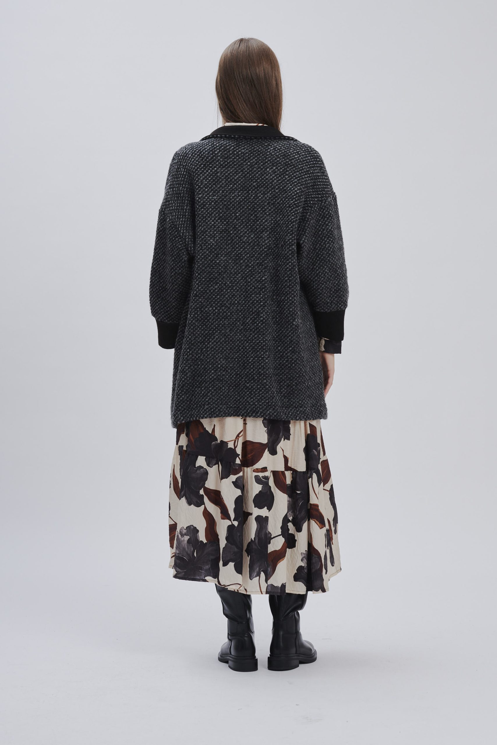 FD234-LONG-COAT-RESCA-CUFF-BLACK-1111 LONG COAT WITH CUFFS |