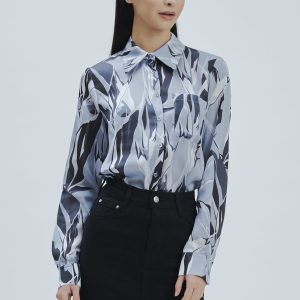 FD237-SHIRT-SATIN-PRINT-ABSTRACT-GREY-724 SATIN SHIRT WITH ABSTRACT PRINT |