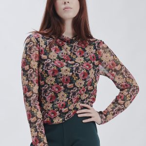 TÜLL-T-SHIRT MIT BLUMENPRINT |