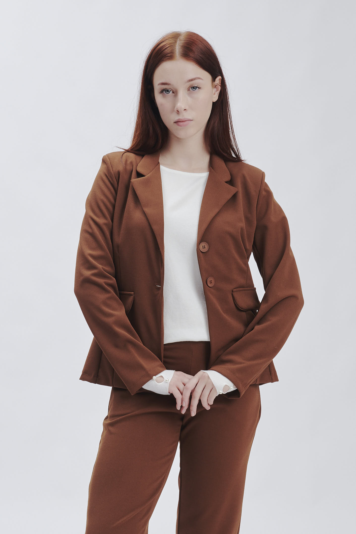 FD248-JACKET-SC-CREPE-T. MORO-572 TWO-BUTTON CREPE JACKET |