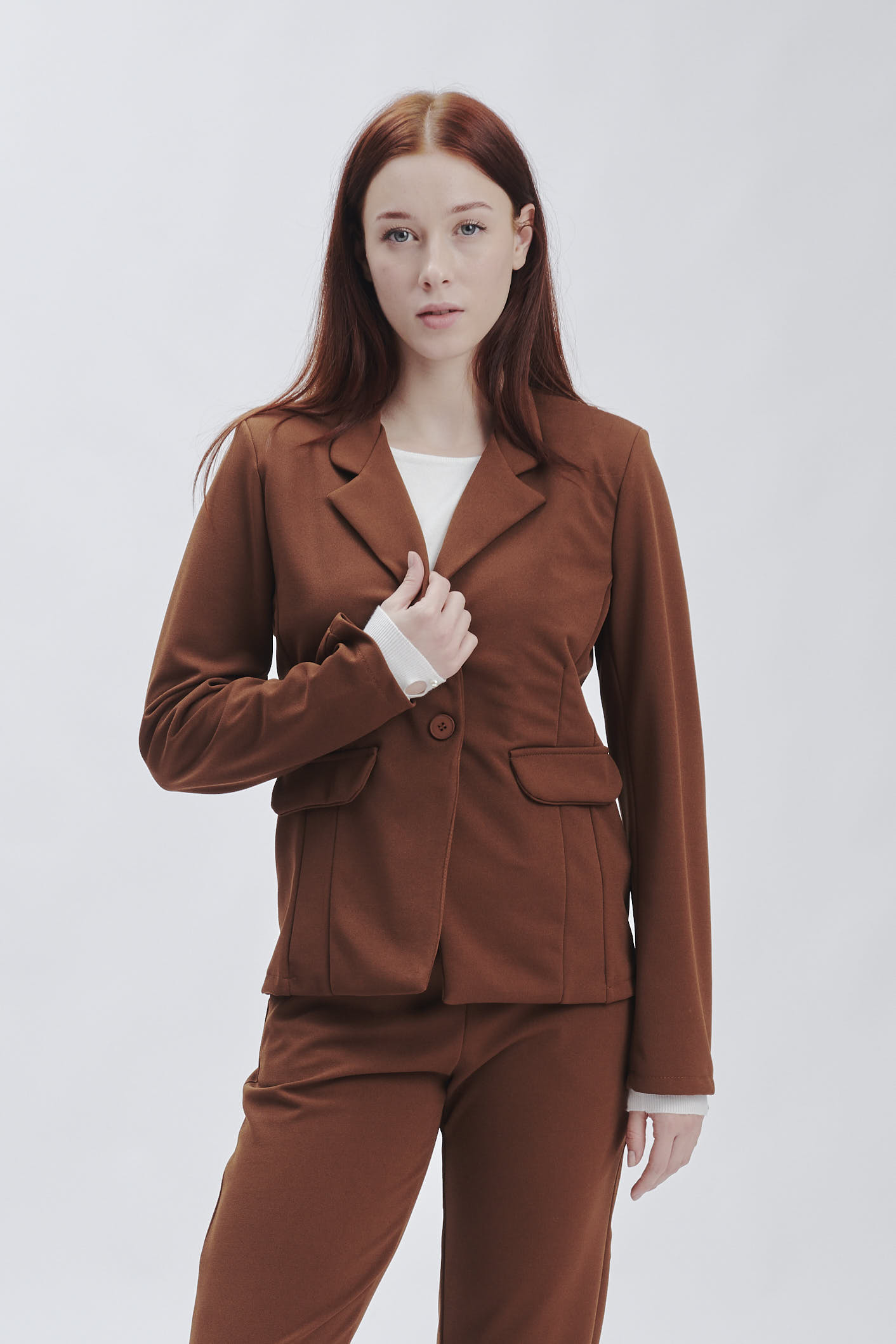 FD248-JACKET-SC-CREPE-T. MORO-576 TWO-BUTTON CREPE JACKET |