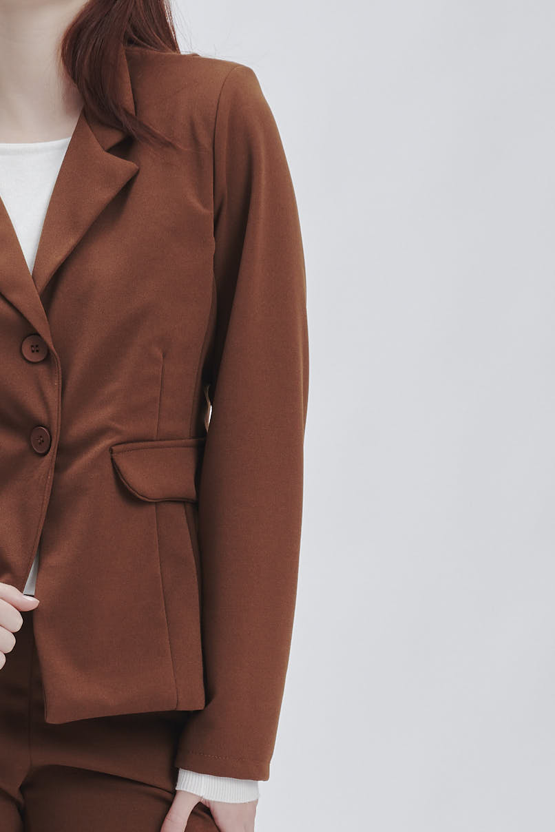 FD248-JACKET-SC-CREPE-T. MORO-578 TWO-BUTTON CREPE JACKET |