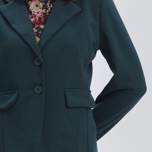 FD248-JACKET-SC-CREPE-DARK-GREEN-590 TWO-BUTTON CREPE JACKET |