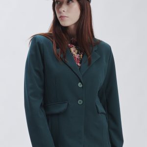 FD248-JACKET-SC-CREPE-DARK-GREEN-594-2 TWO-BUTTON CREPE JACKET |