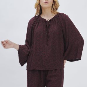 FD254_BLUSA-ANIMALIER-VISCOSA_BORDEAUX-2194 VISCOSE ANIMAL PRINT BLOUSE |