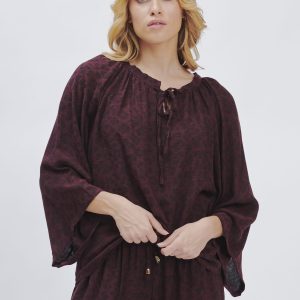 FD254_BLUSA-ANIMALIER-VISCOSA_BORDEAUX-2196 VISCOSE ANIMAL PRINT BLOUSE |