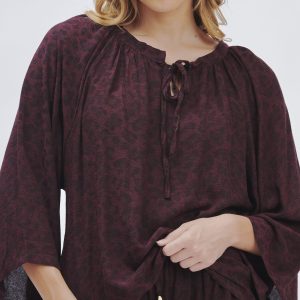 FD254_BLUSA-ANIMALIER-VISCOSA_BORDEAUX-2197 VISCOSE ANIMAL PRINT BLOUSE |