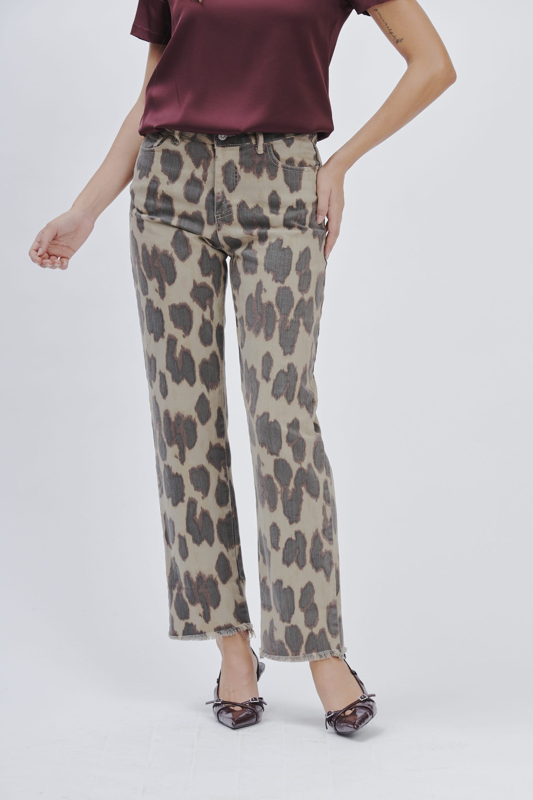FD259_PANTALONE-DRUCK-COW_BEIGE-2237 HOSE MIT KUHPRINT |