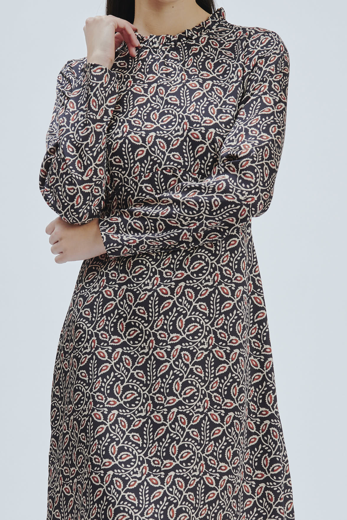 FD328-MIDI-DRESS-ST-ETHNIC-BLACK-880 ETHNIC PRINT DRESS |