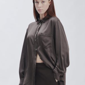 FD354-SATIN-SHIRT-WITH-LACE-T. MORO-816 SATIN SHIRT WITH LACE |