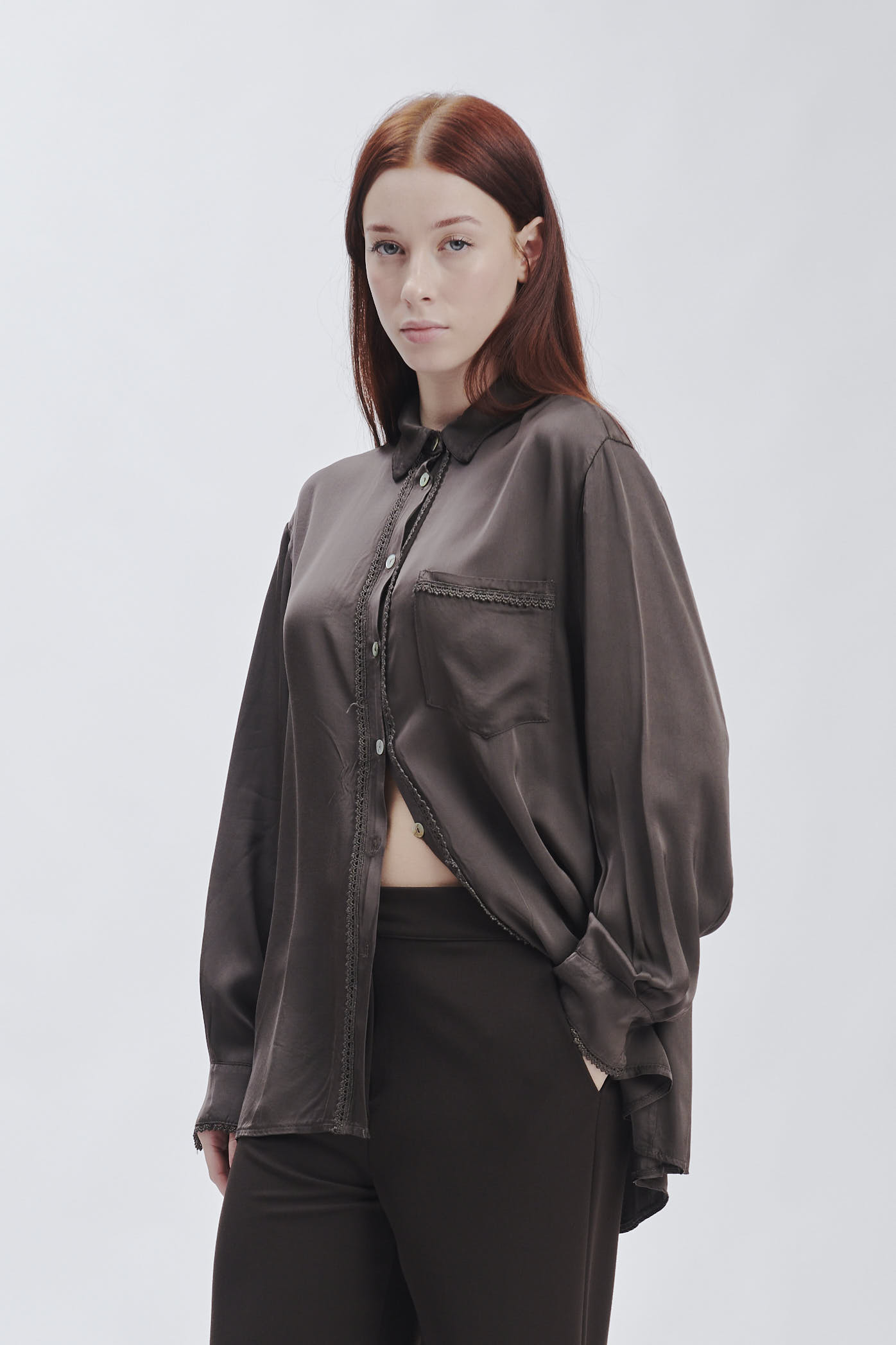 FD354-SATIN-SHIRT-WITH-LACE-T. MORO-816 SATIN SHIRT WITH LACE |
