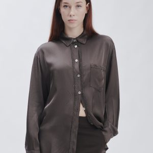 FD354-SATIN-SHIRT-WITH-LACE-T. MORO-817 SATIN SHIRT WITH LACE |