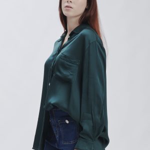 FD354-SHIRT-SATIN-WITH-LACE-GREEN-803 SATIN SHIRT WITH LACE |