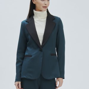 FD370-TECHNICAL-TEX-JACKET-BICOL-GREEN-532 TWO-TONE ONE-BUTTON JACKET |