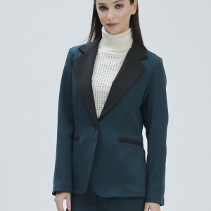 FD370-TECHNICAL-TEX-JACKET-BICOL-GREEN-536 TWO-TONE ONE-BUTTON JACKET |