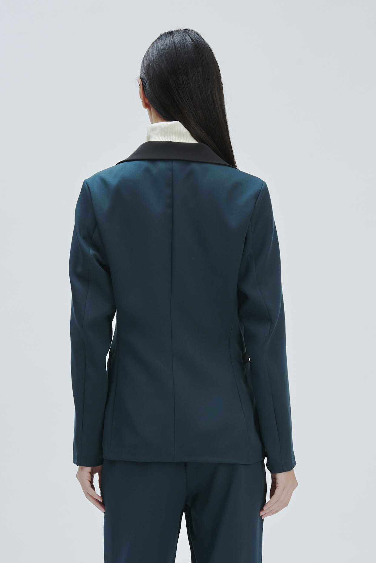 FD370-TECHNICAL-TEX-JACKET-BICOL-GREEN-538 TWO-TONE ONE-BUTTON JACKET |