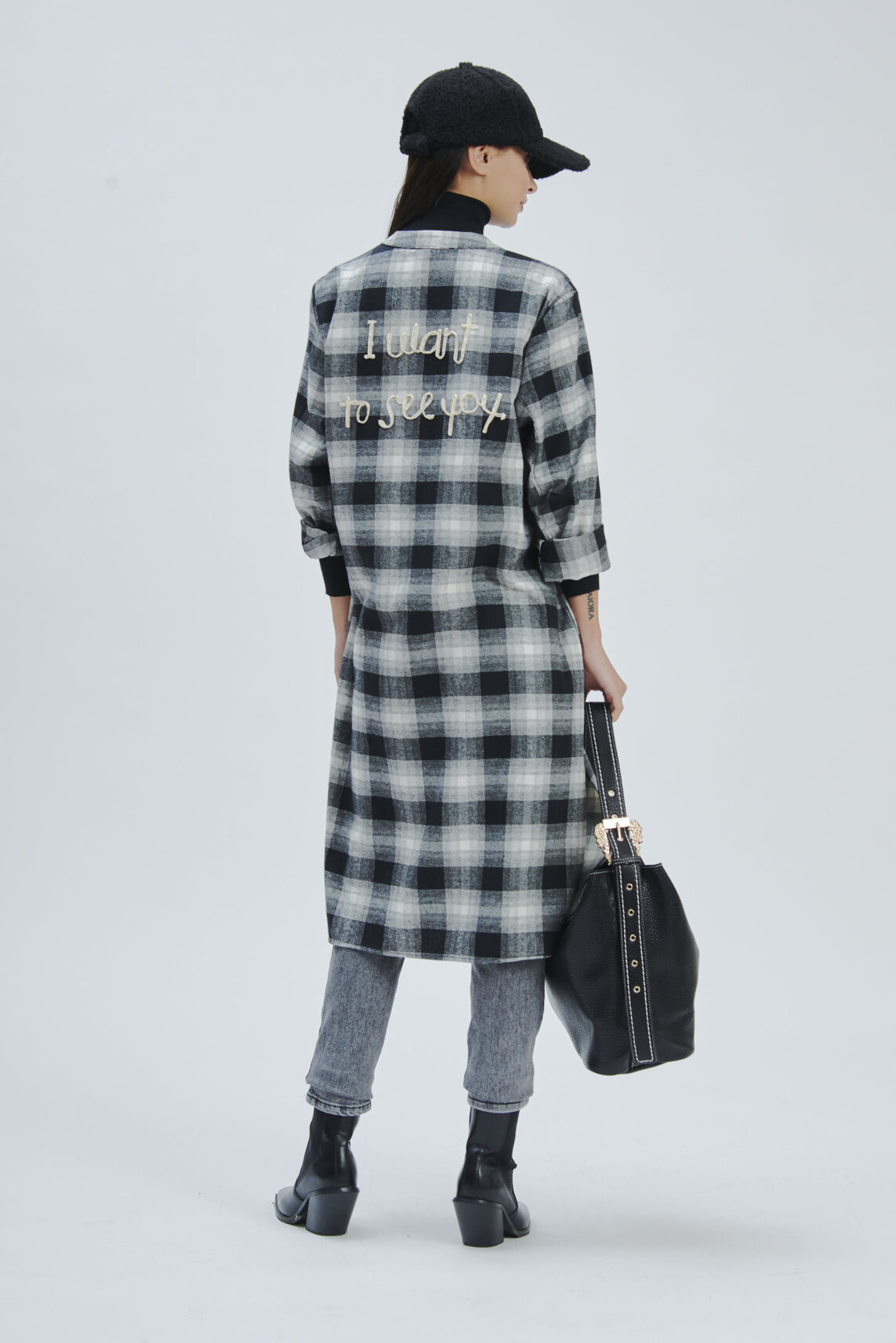 LONG CHECK SHIRT DRESS
