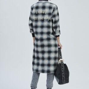 FD373-DRESS-LUMGO-CHECK-BLACK-562 LONG CHECK SHIRT DRESS |