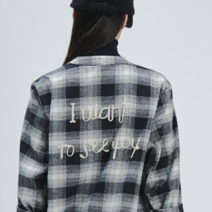 FD373-DRESS-LUMGO-CHECK-BLACK-563 LONG CHECK SHIRT DRESS |
