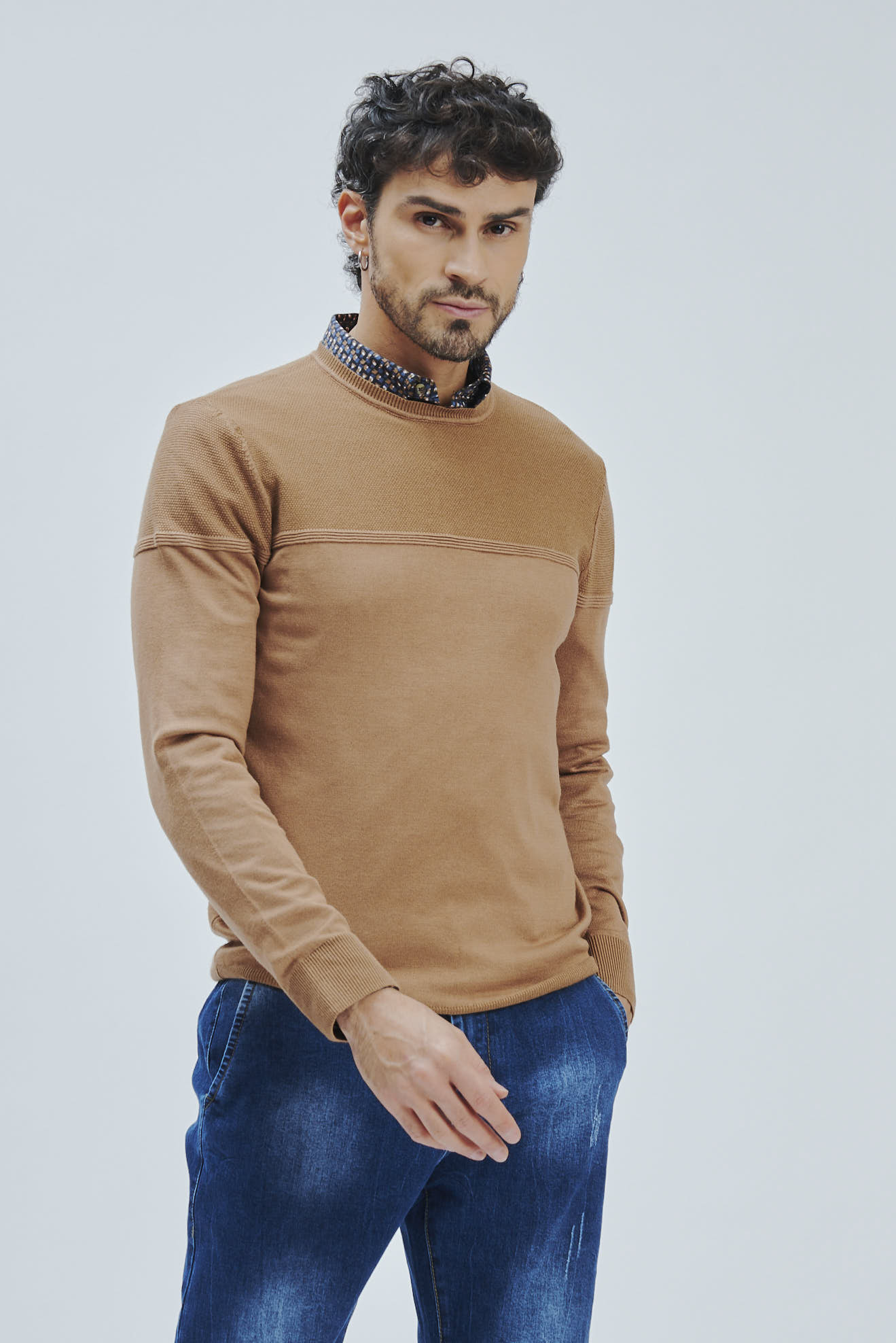 FU054-GIRO-ML-TEXTURE-TOP-TABACCO-CHIARO-317 MAGLIA VISCOSA TEXTURE |