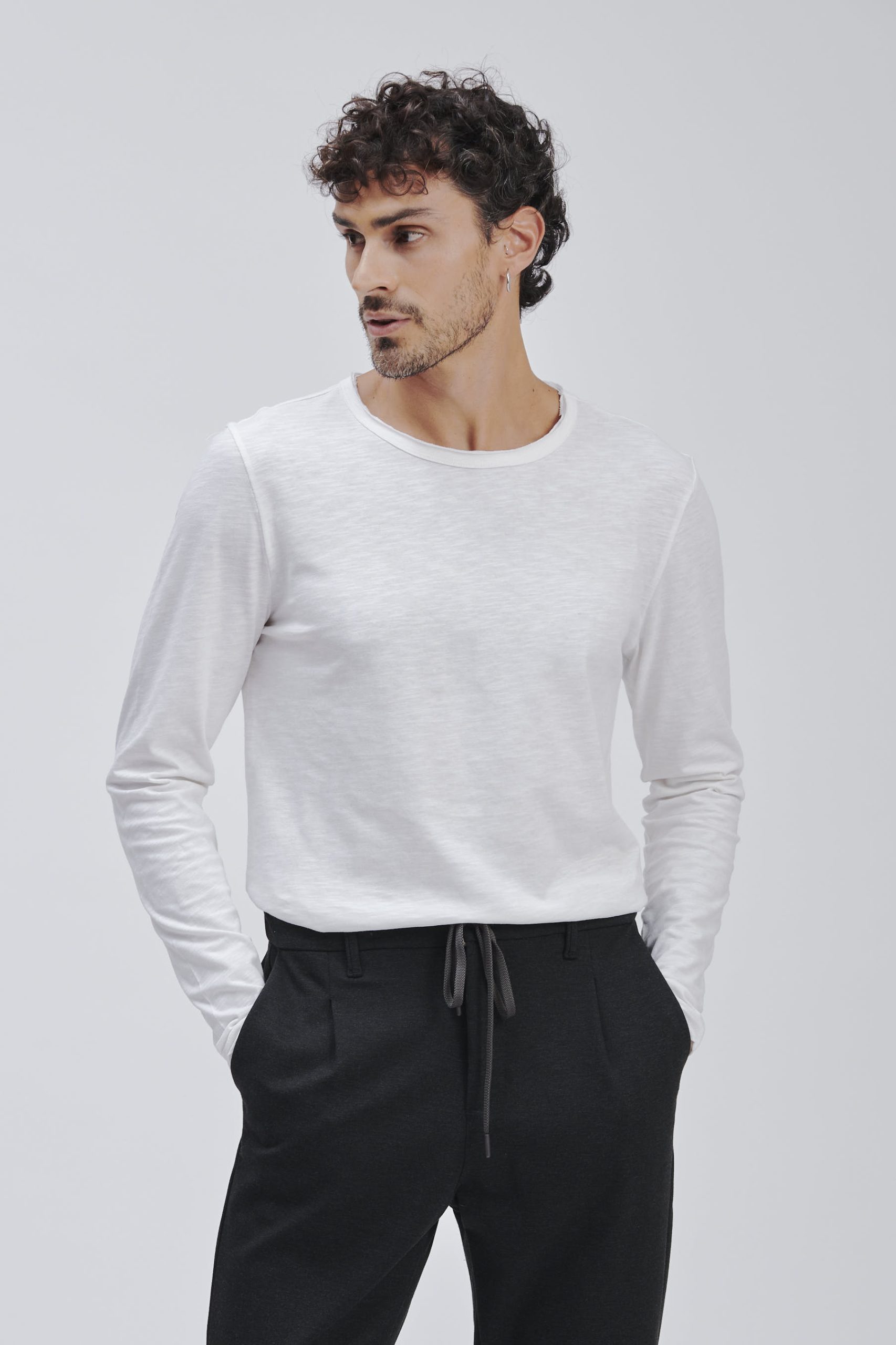 FU100-CHOKER-ML-SLUB-WHITE-295 LONG SLEEVE T-SHIRT |