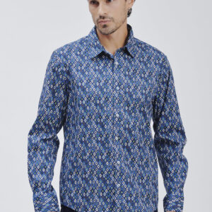 FU120-CAMICIA-MICRO-STAMPA-BLU-706 CAMICIA STAMPA GEOMETRICA |