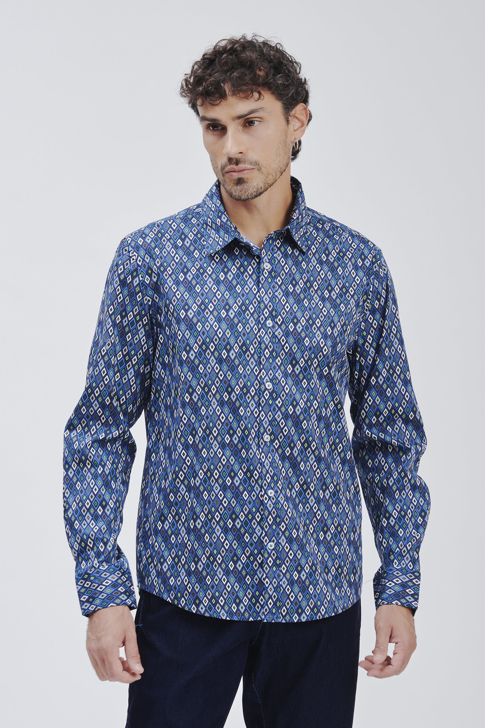 FU120-CAMICIA-MICRO-STAMPA-BLU-706 CAMICIA STAMPA GEOMETRICA |