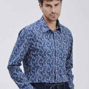 FU120-CAMICIA-MICRO-STAMPA-BLU-715 CAMICIA STAMPA GEOMETRICA |