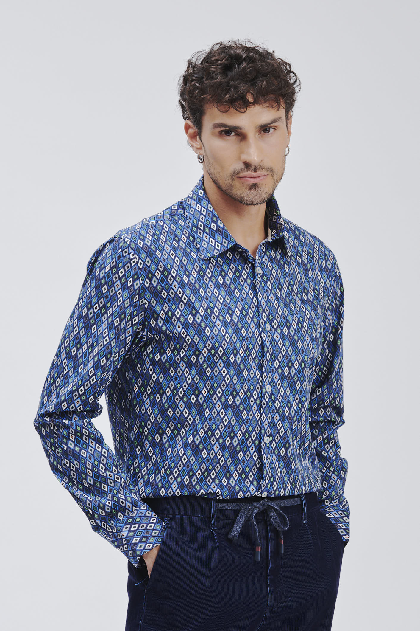 FU120-CAMICIA-MICRO-STAMPA-BLU-715 CAMICIA STAMPA GEOMETRICA |